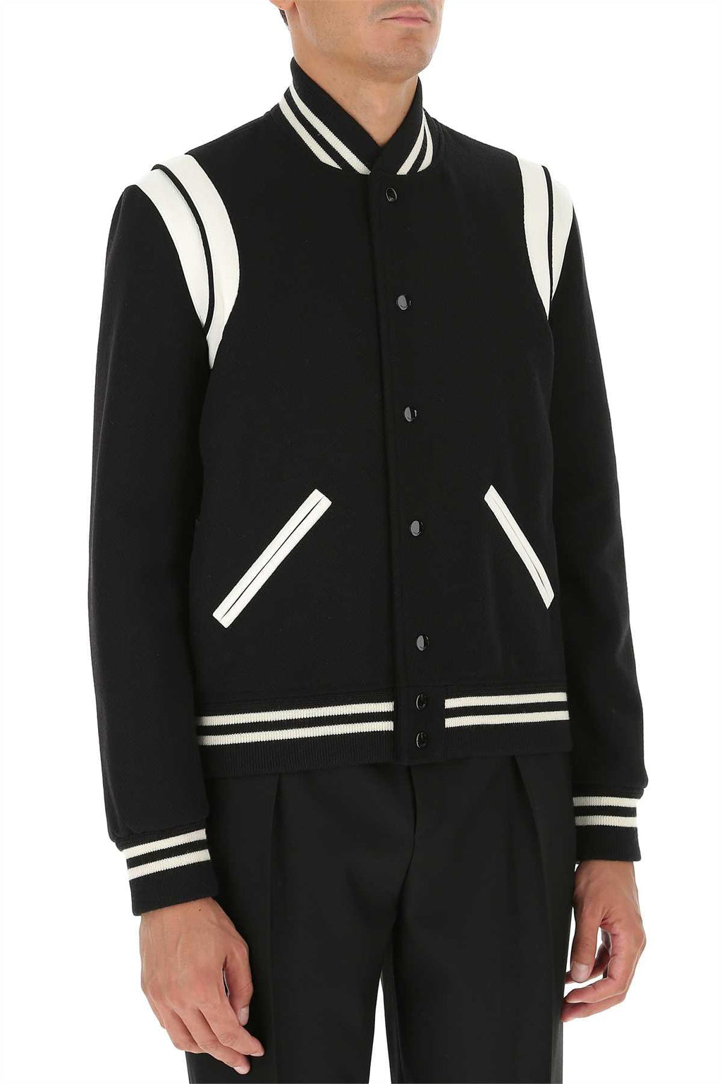 Saint Laurent Men Black Wool Blend Bomber Jacket Luosophy