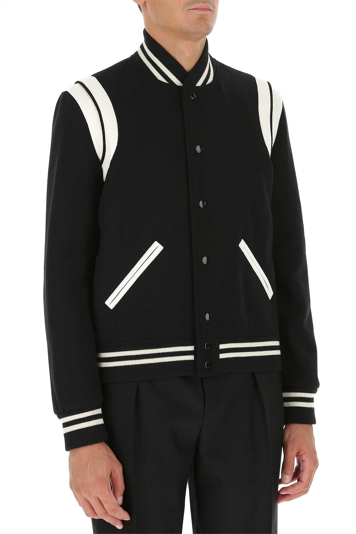 Saint Laurent Men Black Wool Blend Bomber Jacket Luosophy