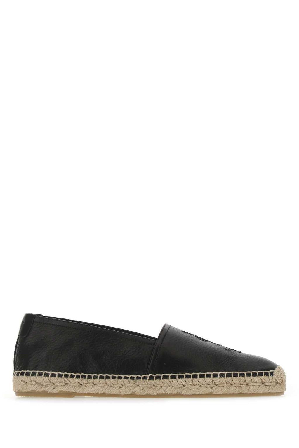 Saint Laurent Men Black Leather Monogram Espadrilles Luosophy