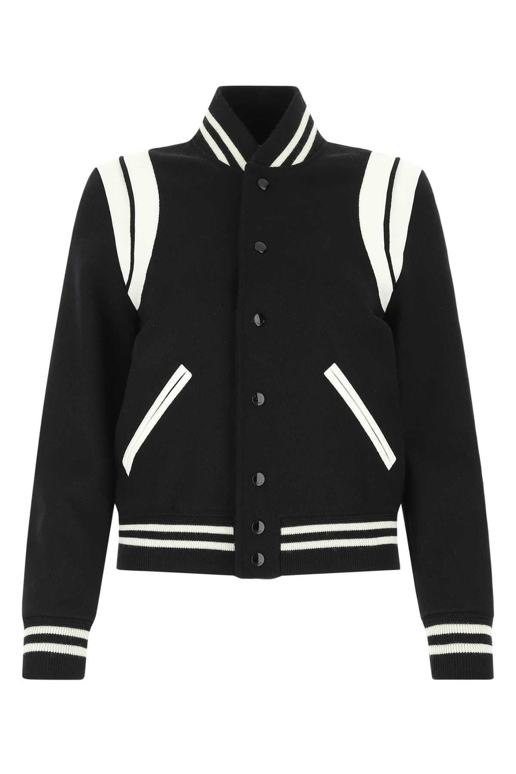 Saint Laurent Women Black Wool Blend Bomber Jacket Luosophy