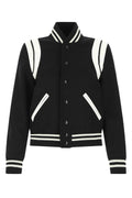 Saint Laurent Women Black Wool Blend Bomber Jacket Luosophy
