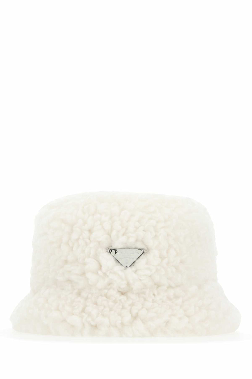 Prada Women Ivory Eco Shearling Hat Luosophy