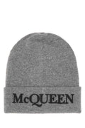 Alexander Mcqueen Men Grey Cashmere Beanie Hat Luosophy