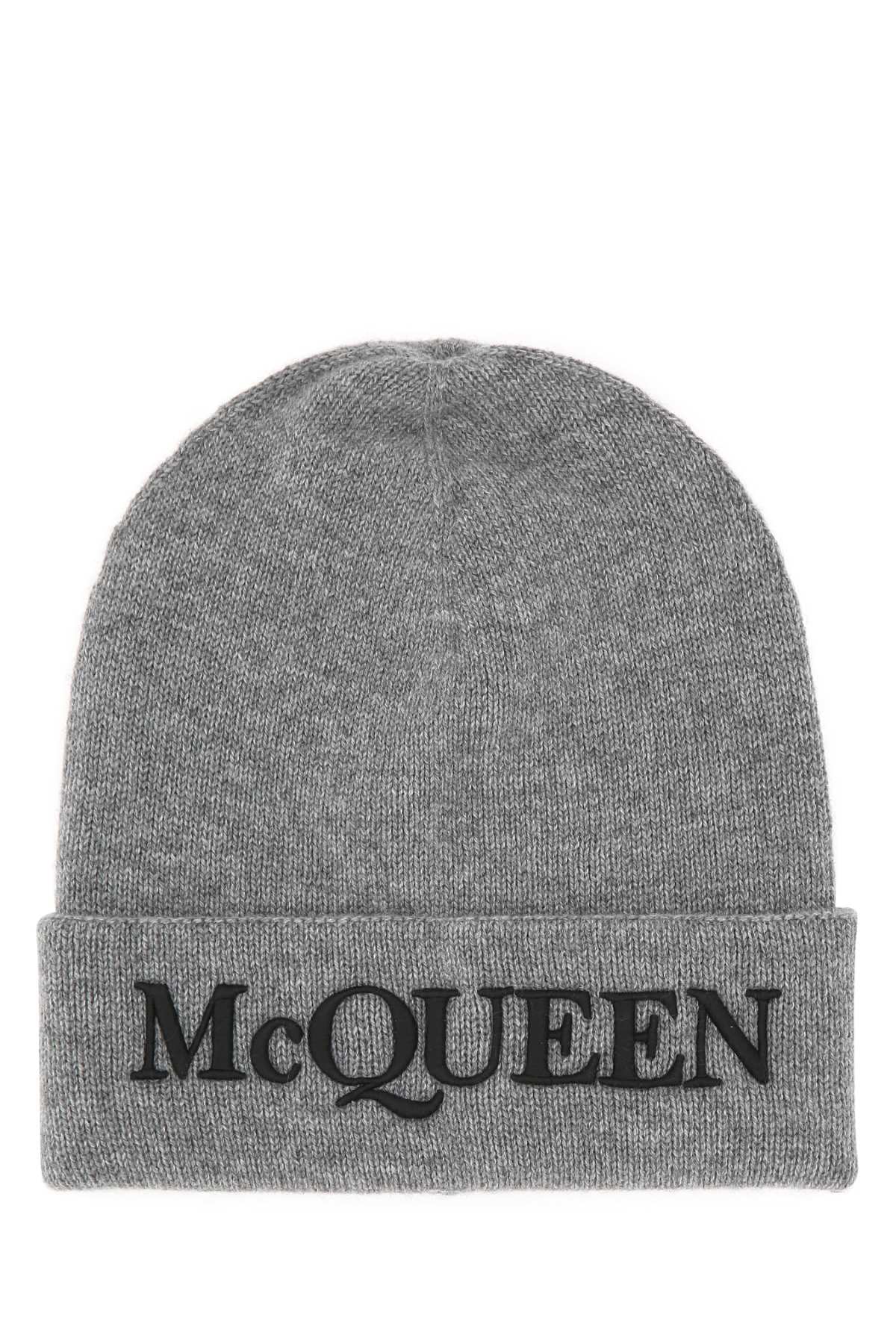 Alexander Mcqueen Men Grey Cashmere Beanie Hat Luosophy