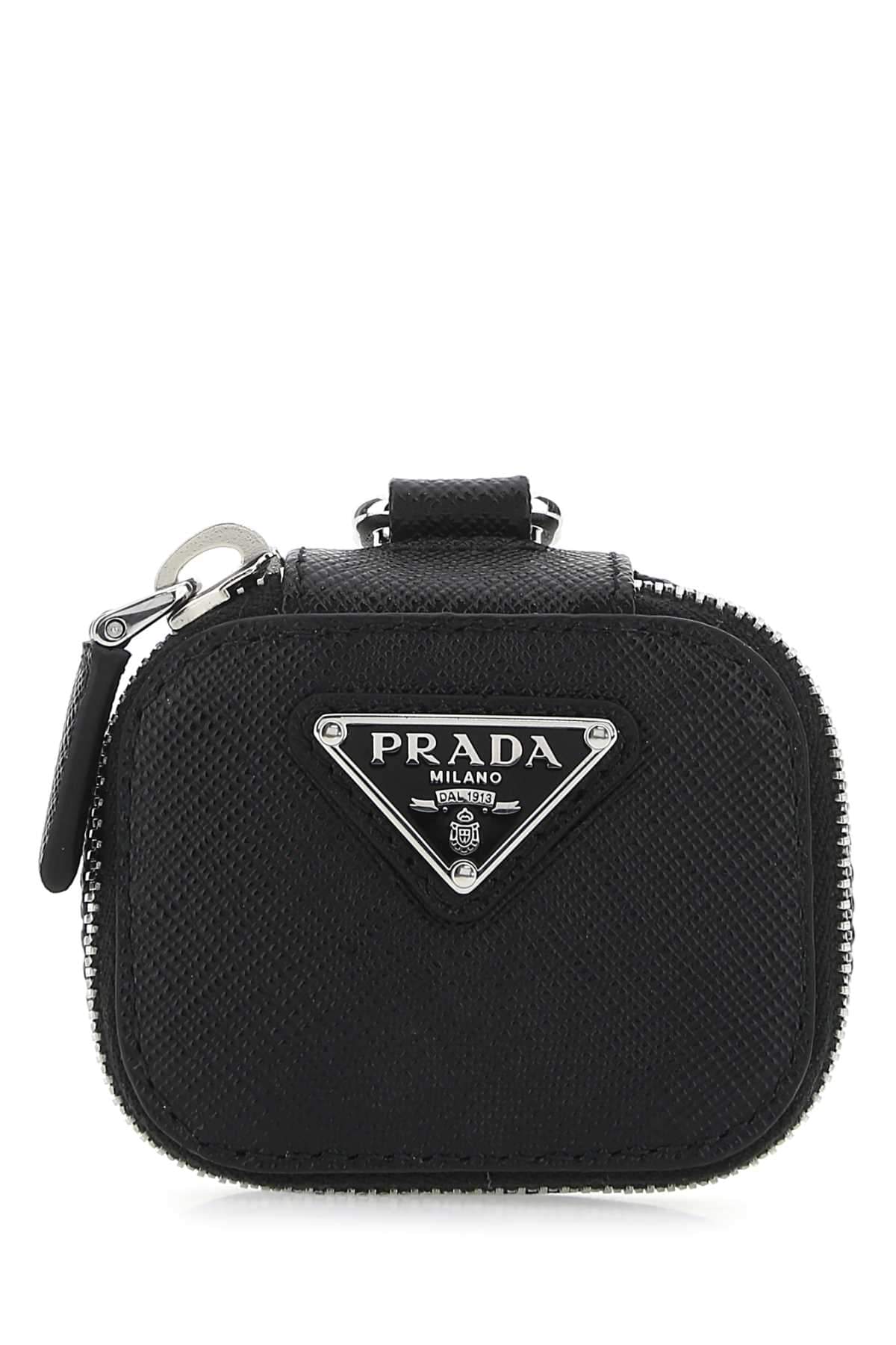 Prada Men Black Leather Air Pods Case Luosophy