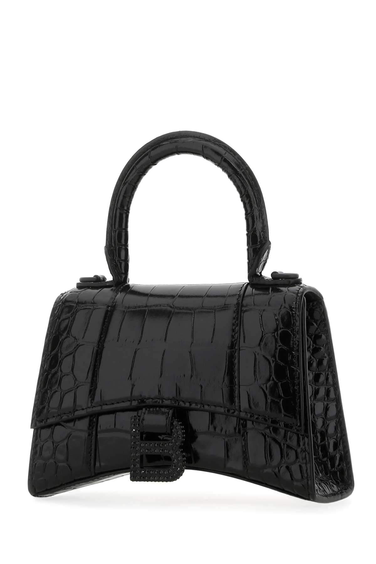 Balenciaga Women Black Leather Xs Hourglass Handbag Luosophy