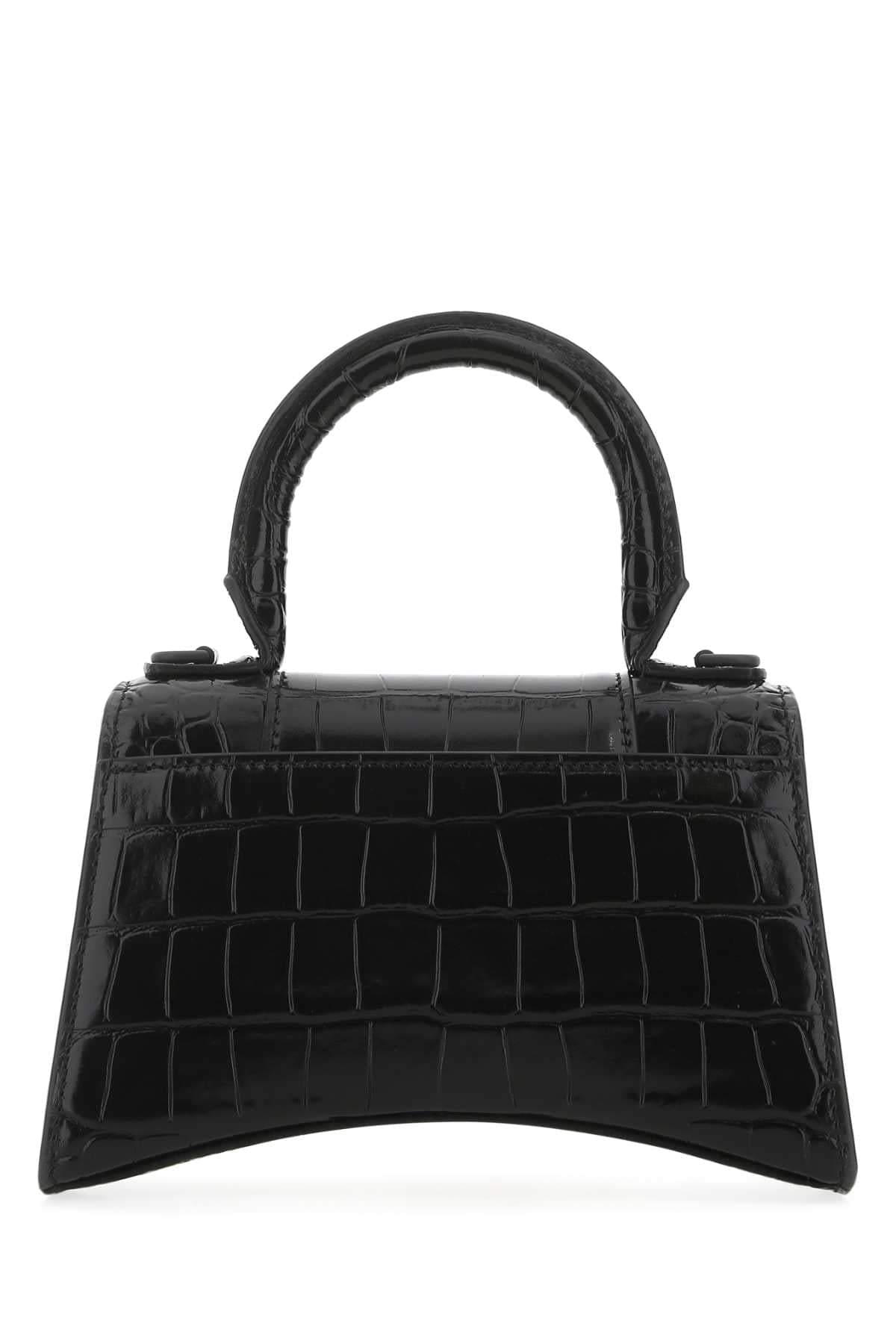 Balenciaga Women Black Leather Xs Hourglass Handbag Luosophy