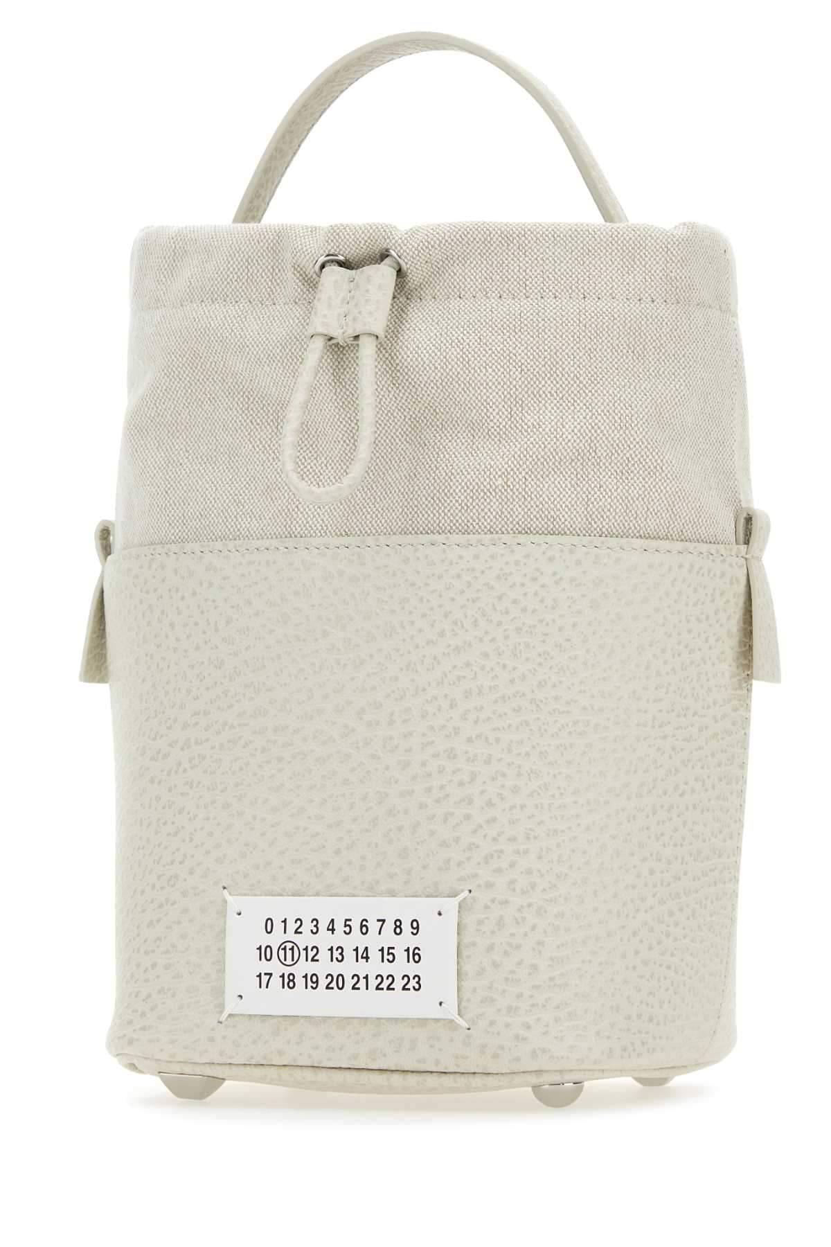 Maison Margiela Women Chalk Leather And Canvas Mini 5Ac Bucket Bag Luosophy