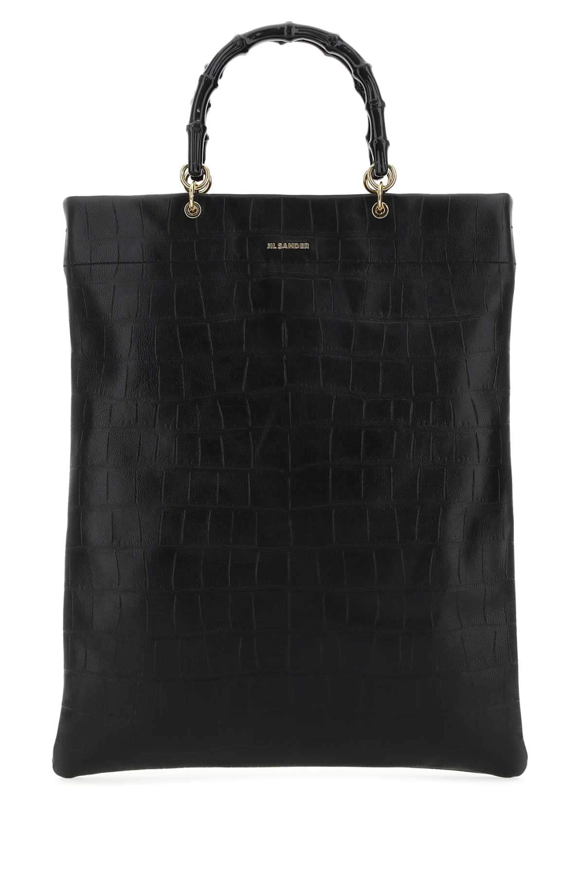 Jil Sander Women Black Leather Medium Shopping Bag Luosophy
