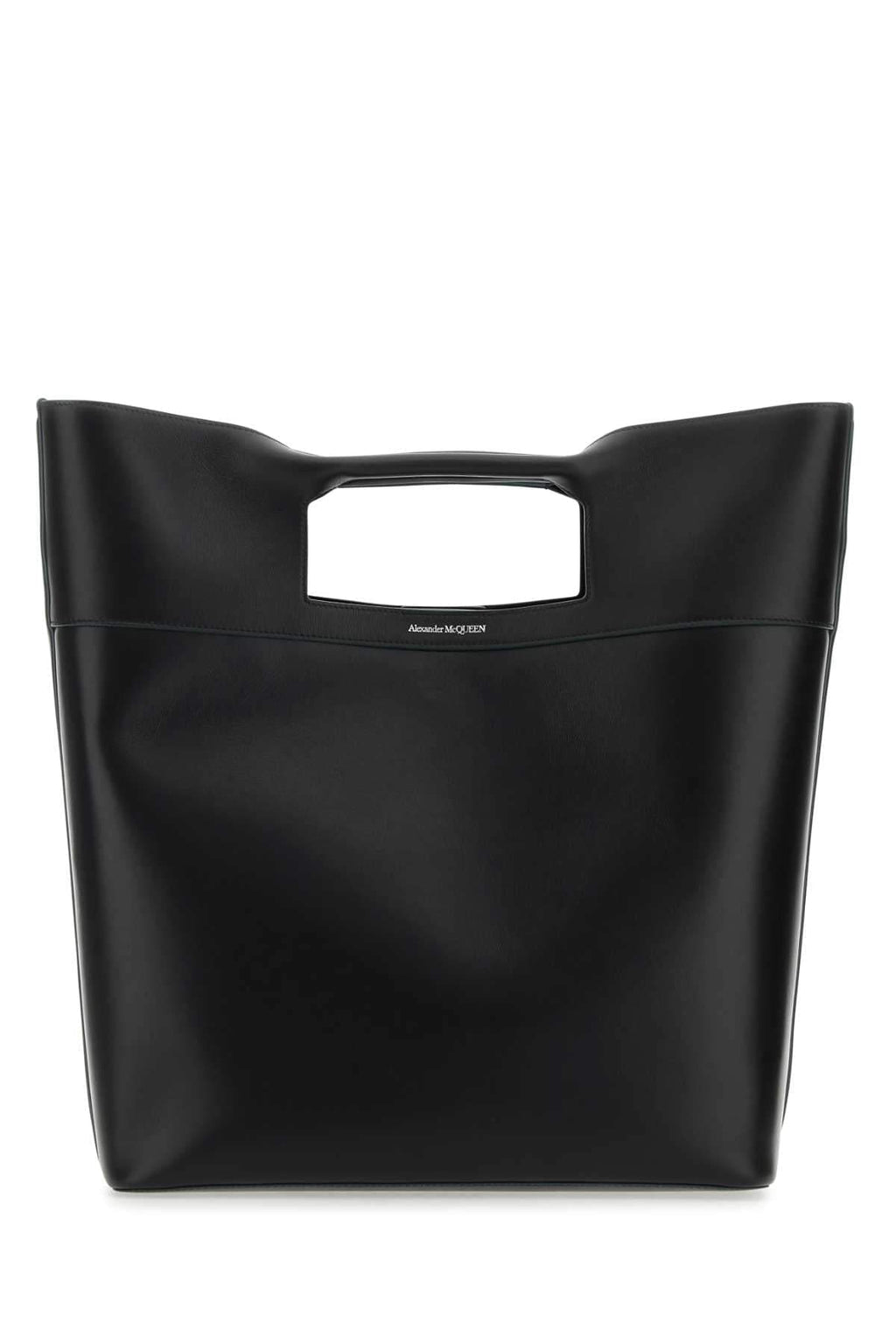 Alexander Mcqueen Men Black Leather The Square Bow Shopping Bag Luosophy