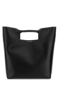 Alexander Mcqueen Men Black Leather The Square Bow Shopping Bag Luosophy