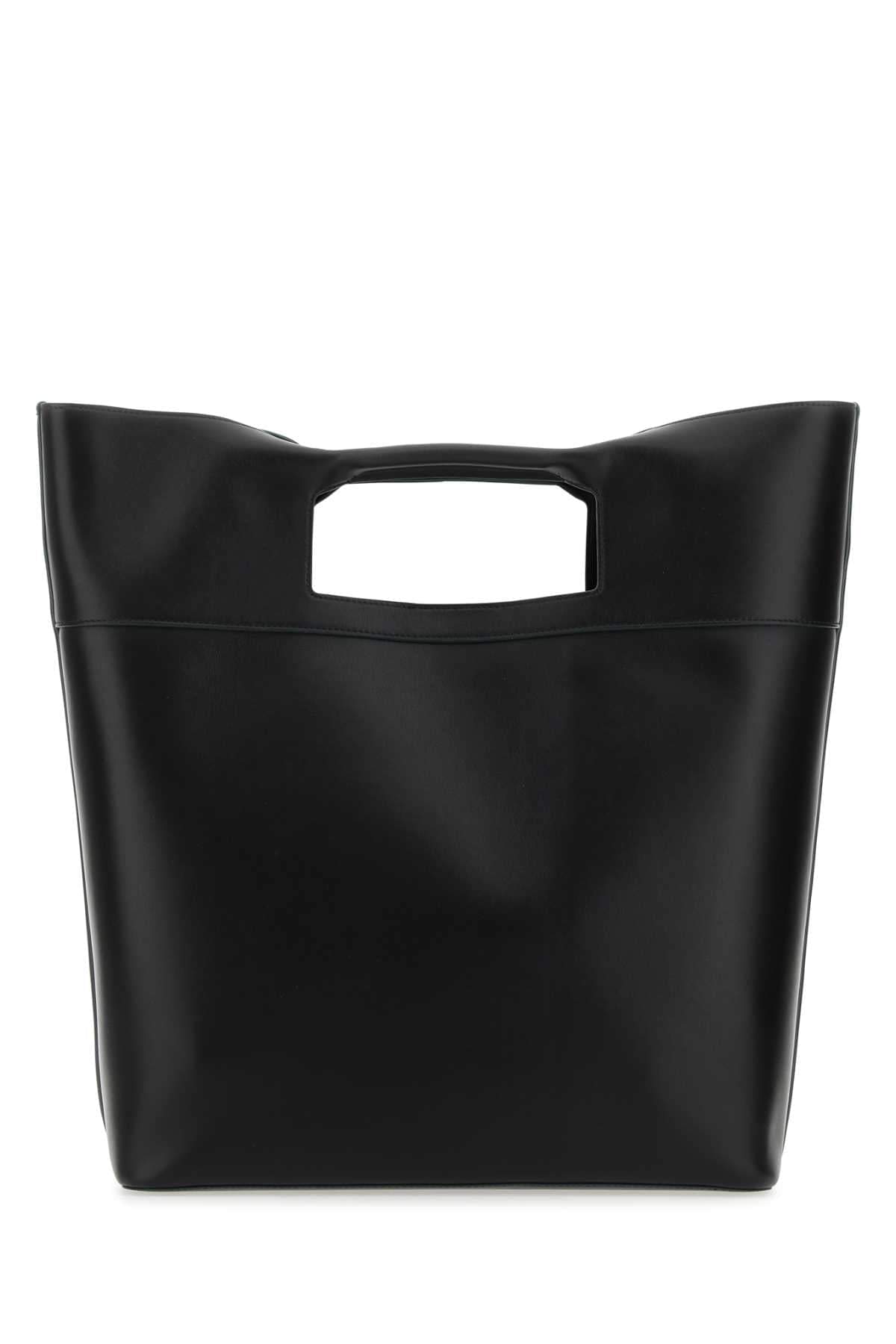 Alexander Mcqueen Men Black Leather The Square Bow Shopping Bag Luosophy