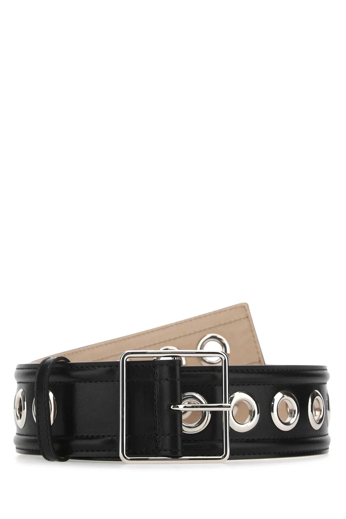 Alexander Mcqueen Women Black Leather Belt Luosophy