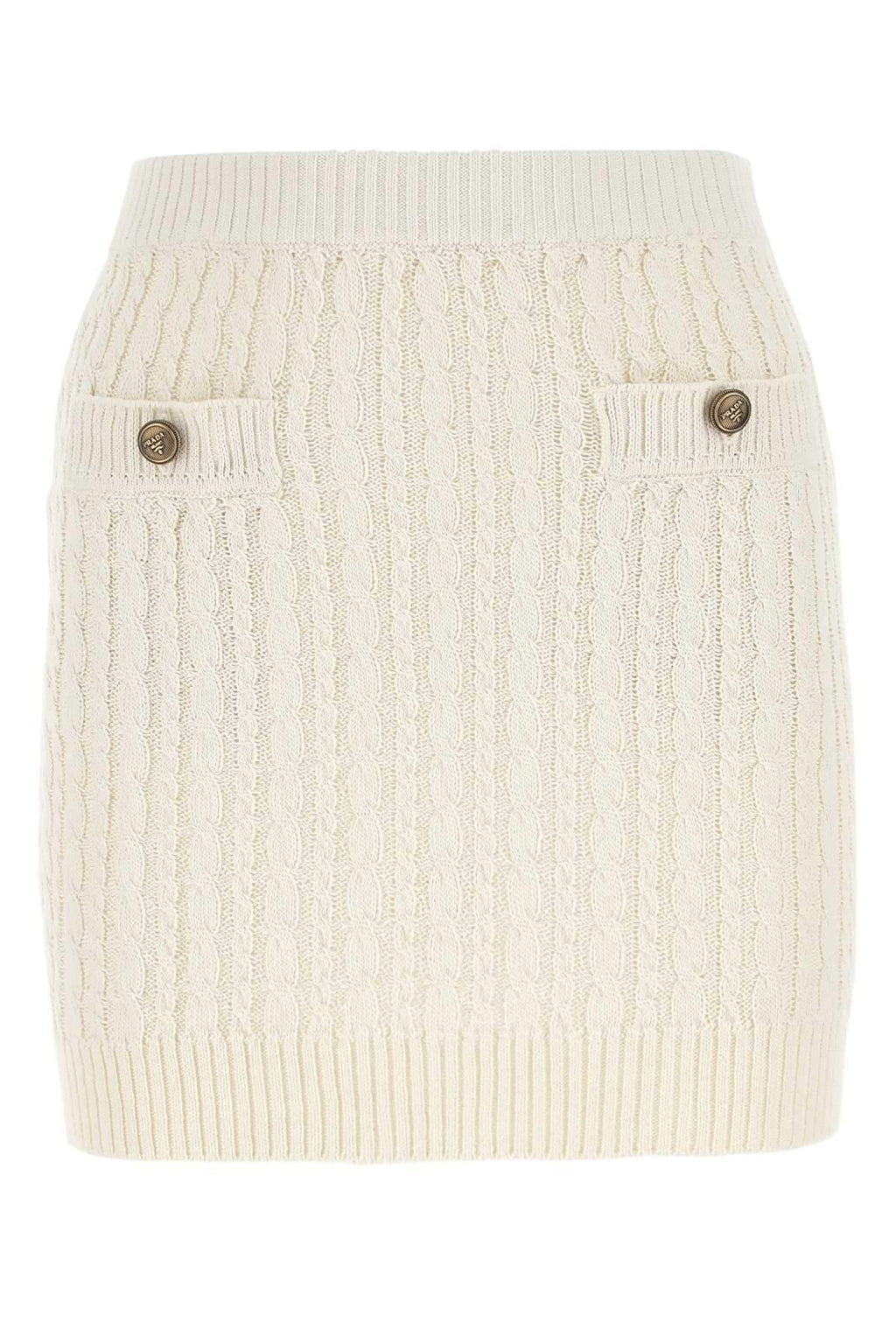 Prada Women Ivory Cotton Blend Mini Skirt Luosophy