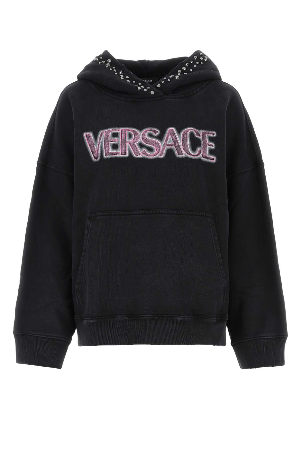 Versace Women Black Cotton Oversize Sweatshirt Luosophy
