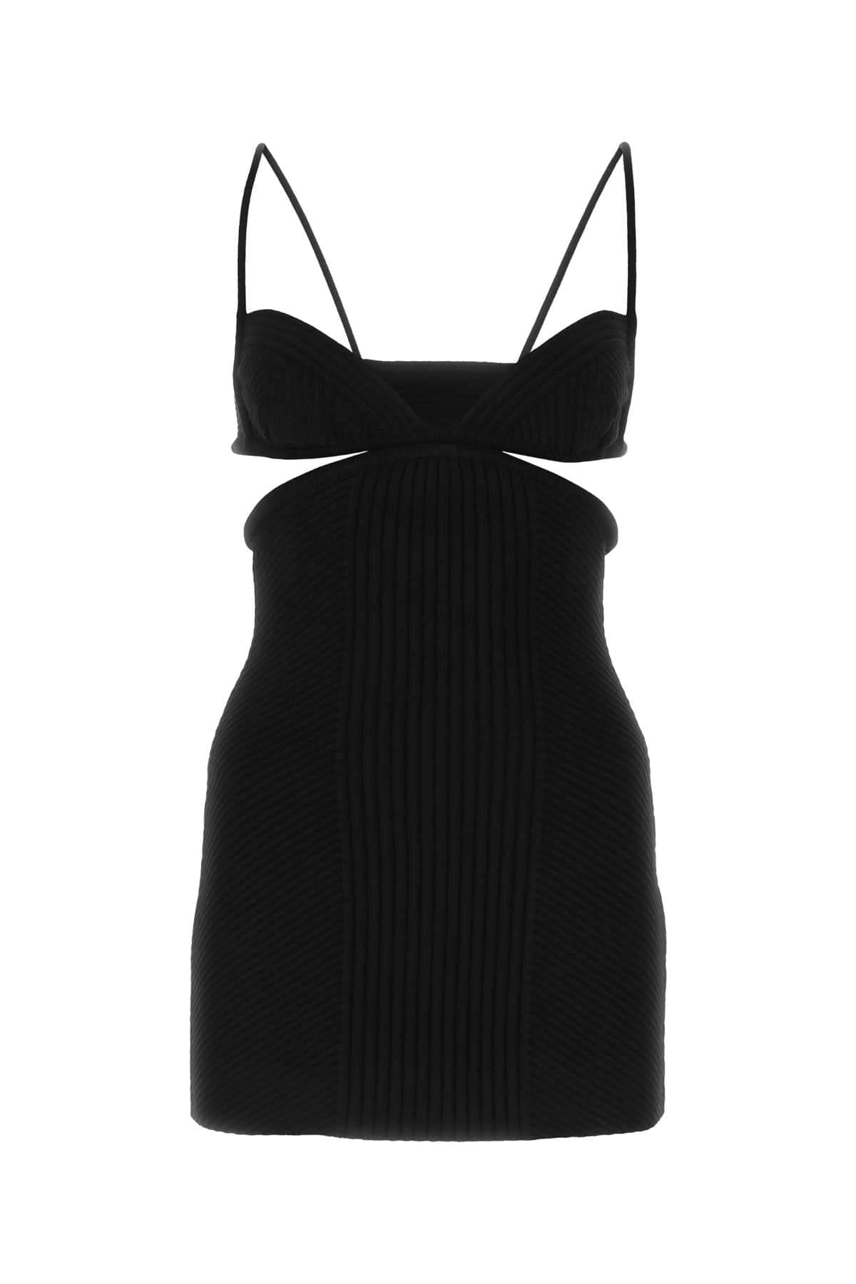 Off White Women Black Viscose Blend Mini Dress Luosophy
