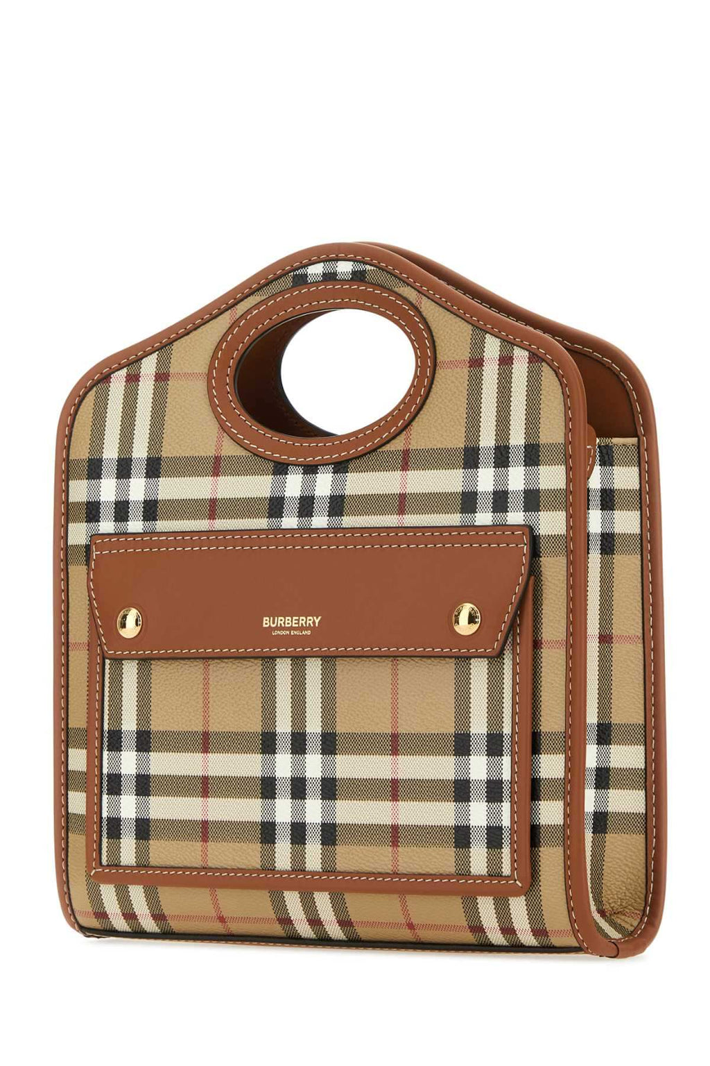 Burberry Women Printed Canvas And Leather Mini Pocket Handbag Luosophy