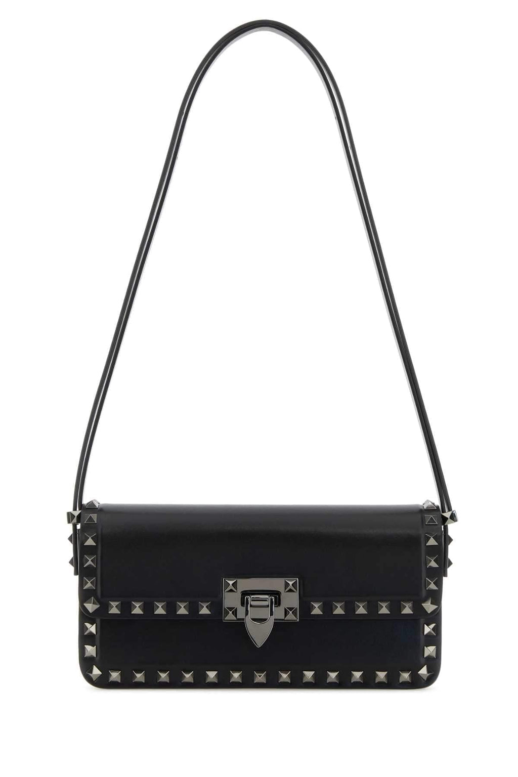 Valentino Garavani Women Black Leather Rockstud Shoulder Bag Luosophy