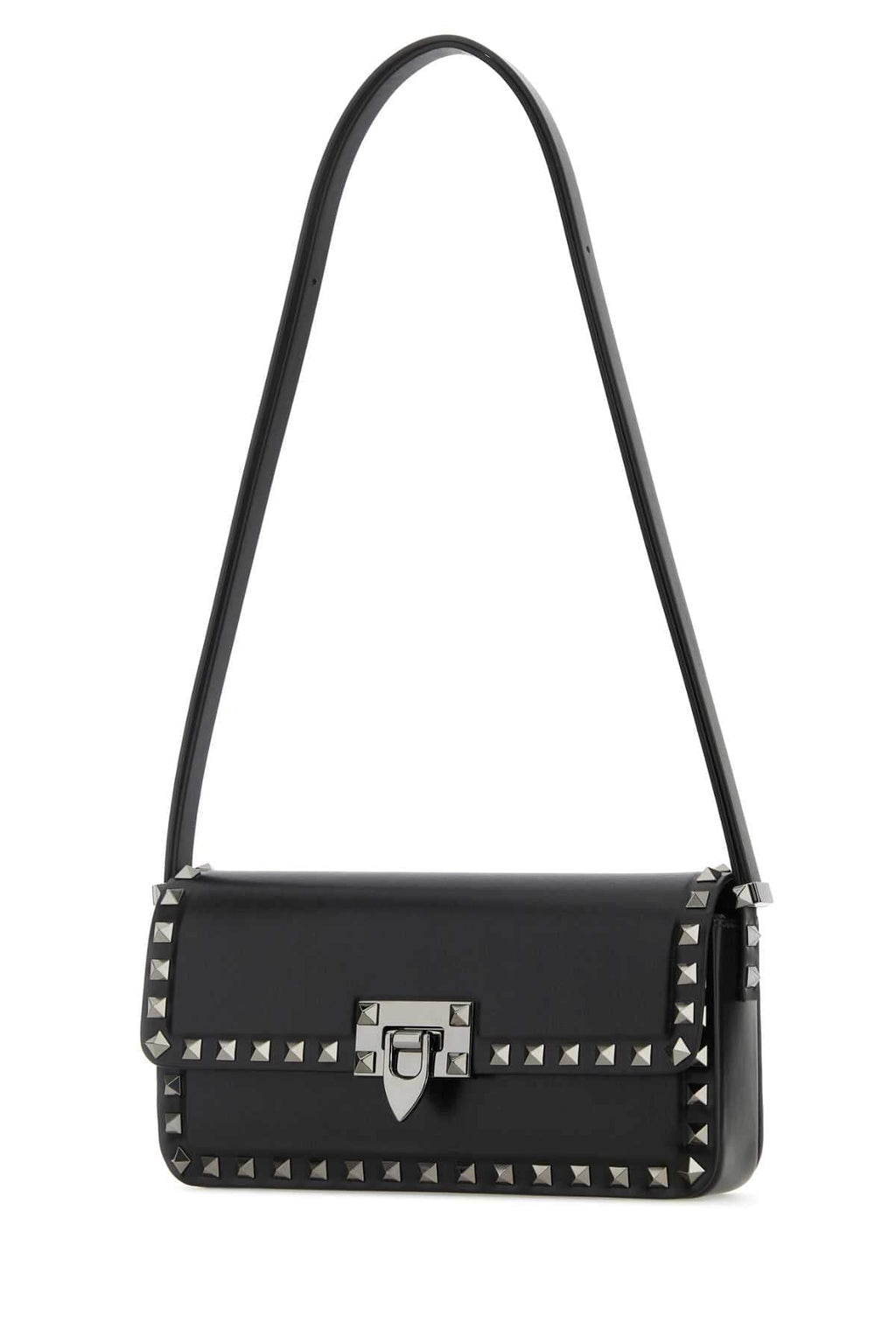 Valentino Garavani Women Black Leather Rockstud Shoulder Bag Luosophy