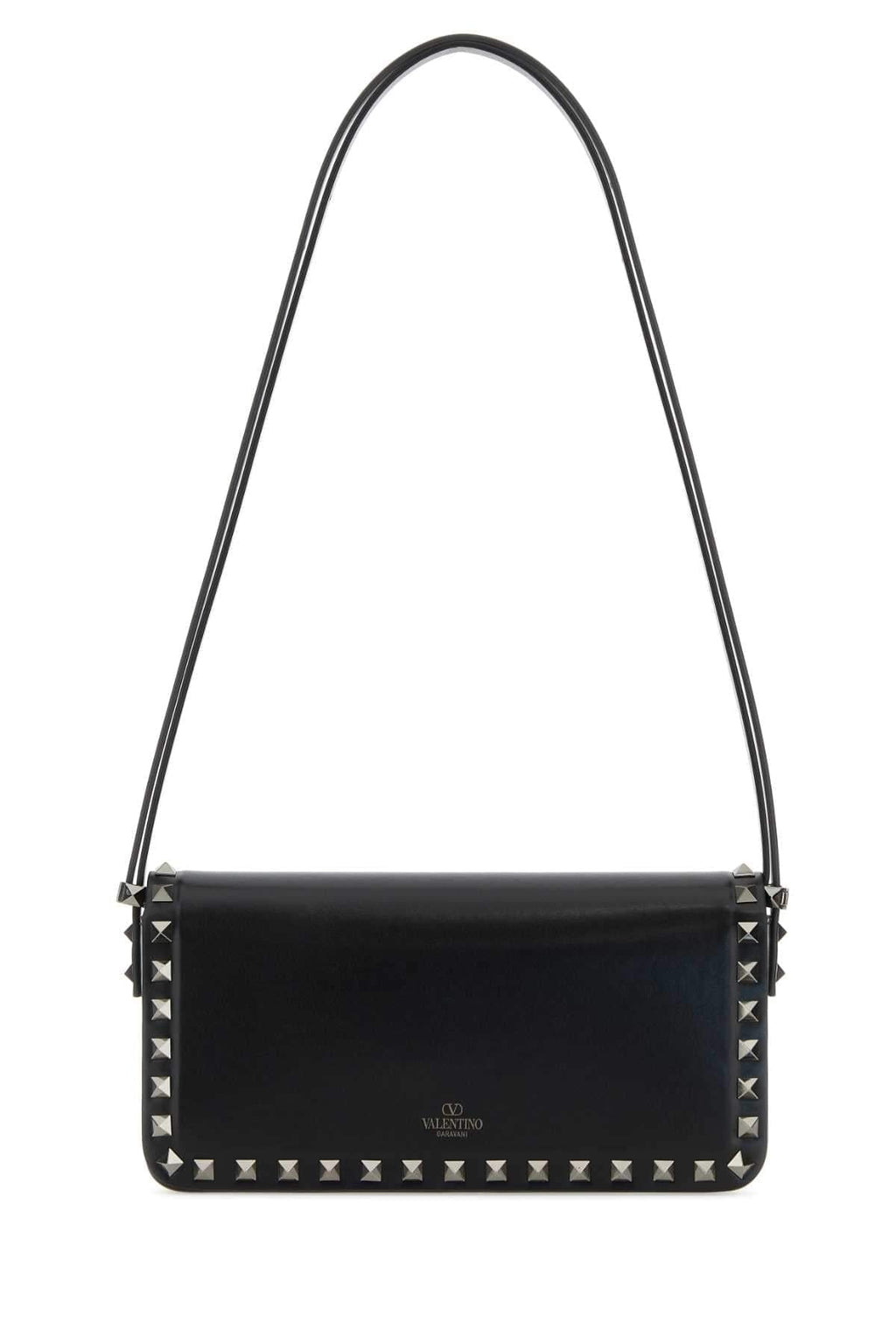 Valentino Garavani Women Black Leather Rockstud Shoulder Bag Luosophy