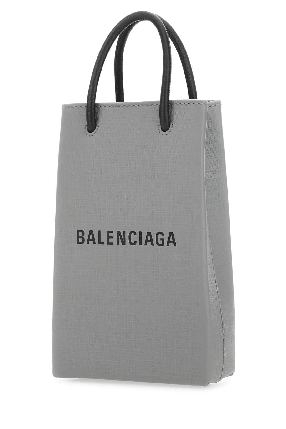 Balenciaga Women Grey Leather Phone Case Luosophy