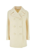 Prada Women Ivory Wool Blend Coat Luosophy