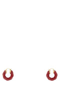 Bottega Veneta Women Tiziano Red Nappa Leather And 925 Silver Twist Earrings