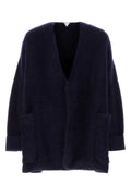 Bottega Veneta Men Navy Blue Stretch Wool Blend Cardigan