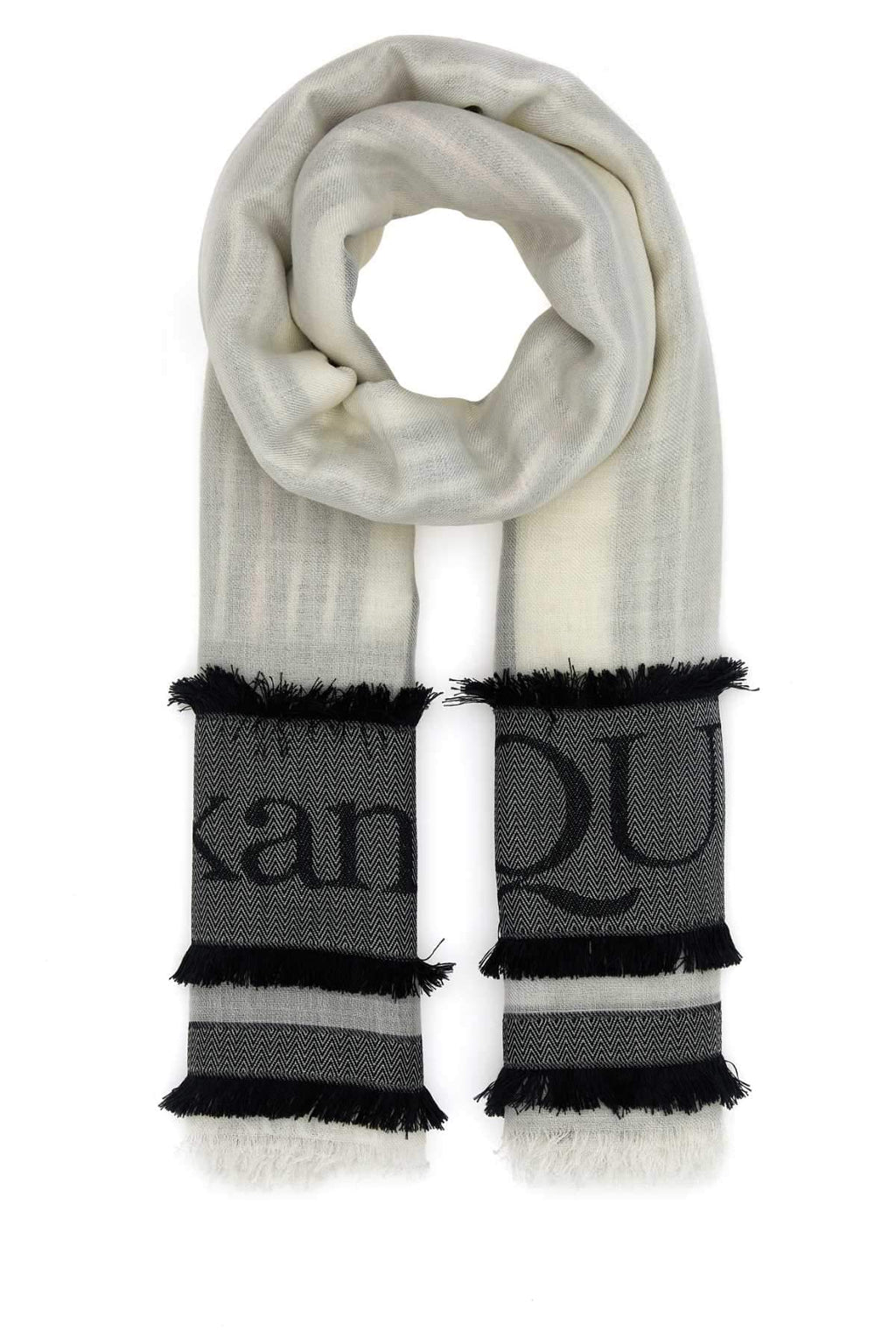 Alexander Mcqueen Women Ivory Wool Blend Foulard Luosophy
