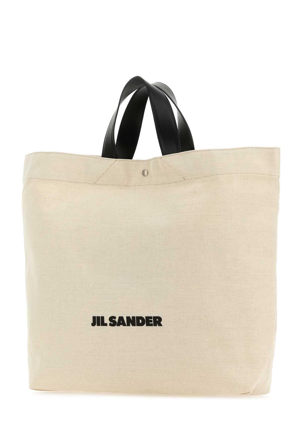 Jil Sander Women Sand Canvas Flat Shopping Bag Luosophy