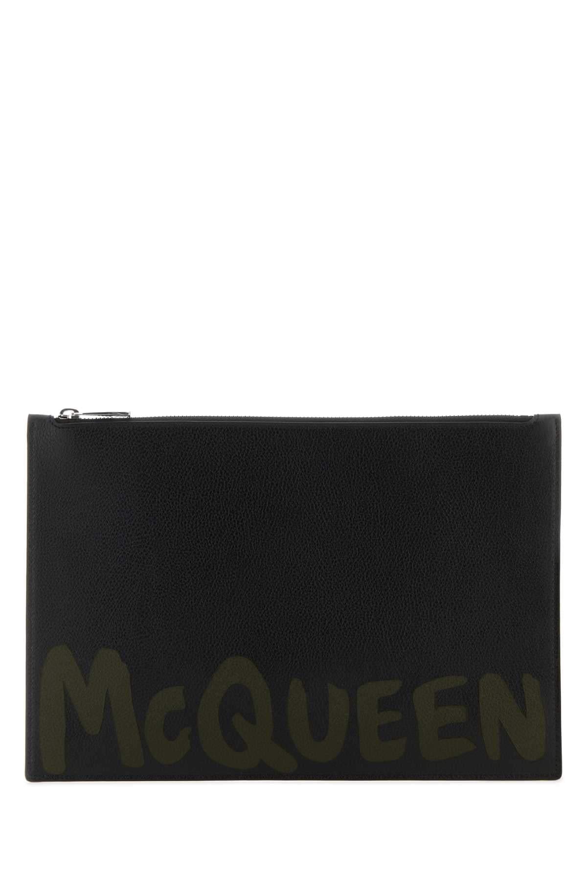 Alexander Mcqueen Men Black Leather Clutch Luosophy