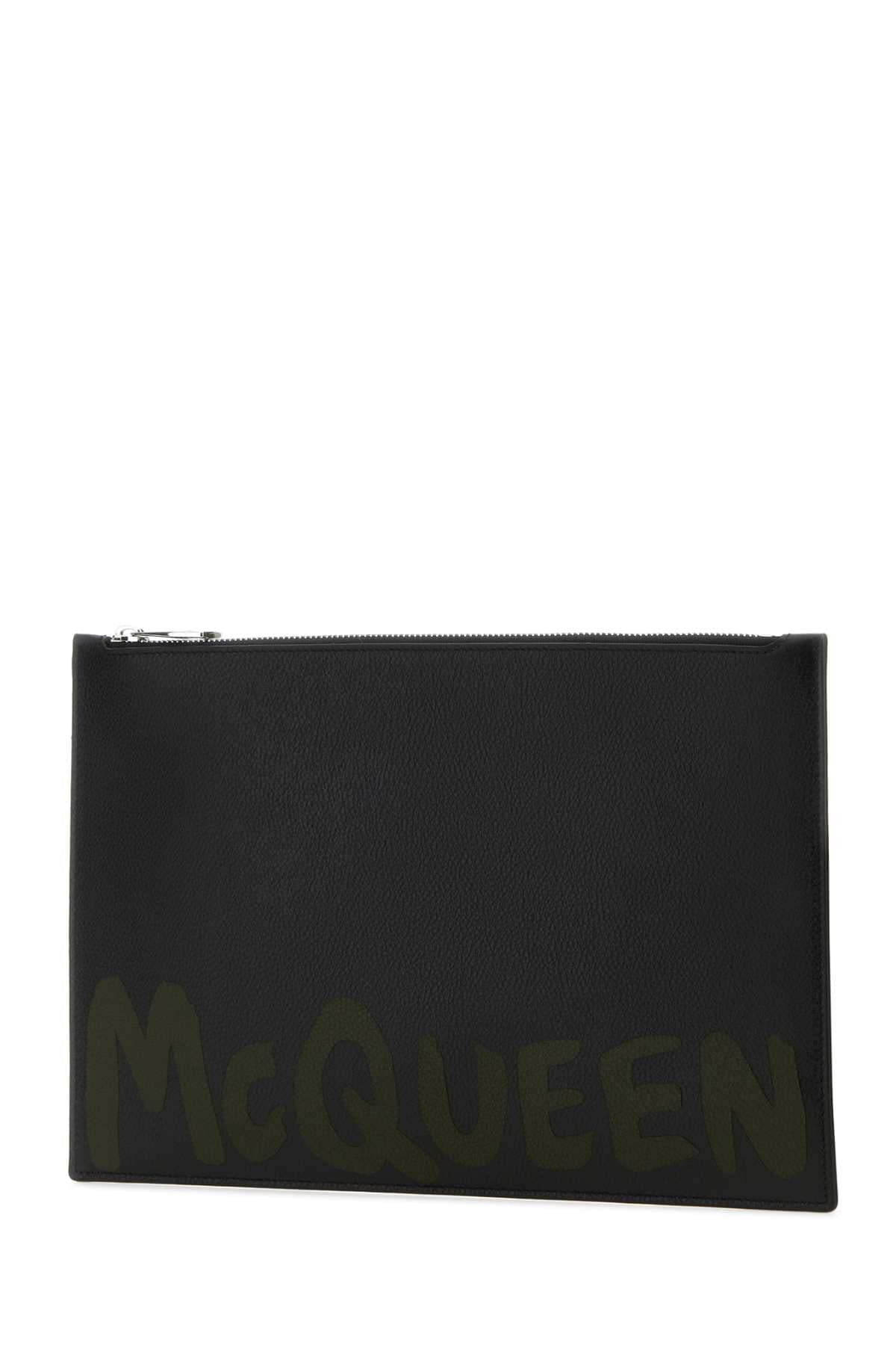 Alexander Mcqueen Men Black Leather Clutch Luosophy