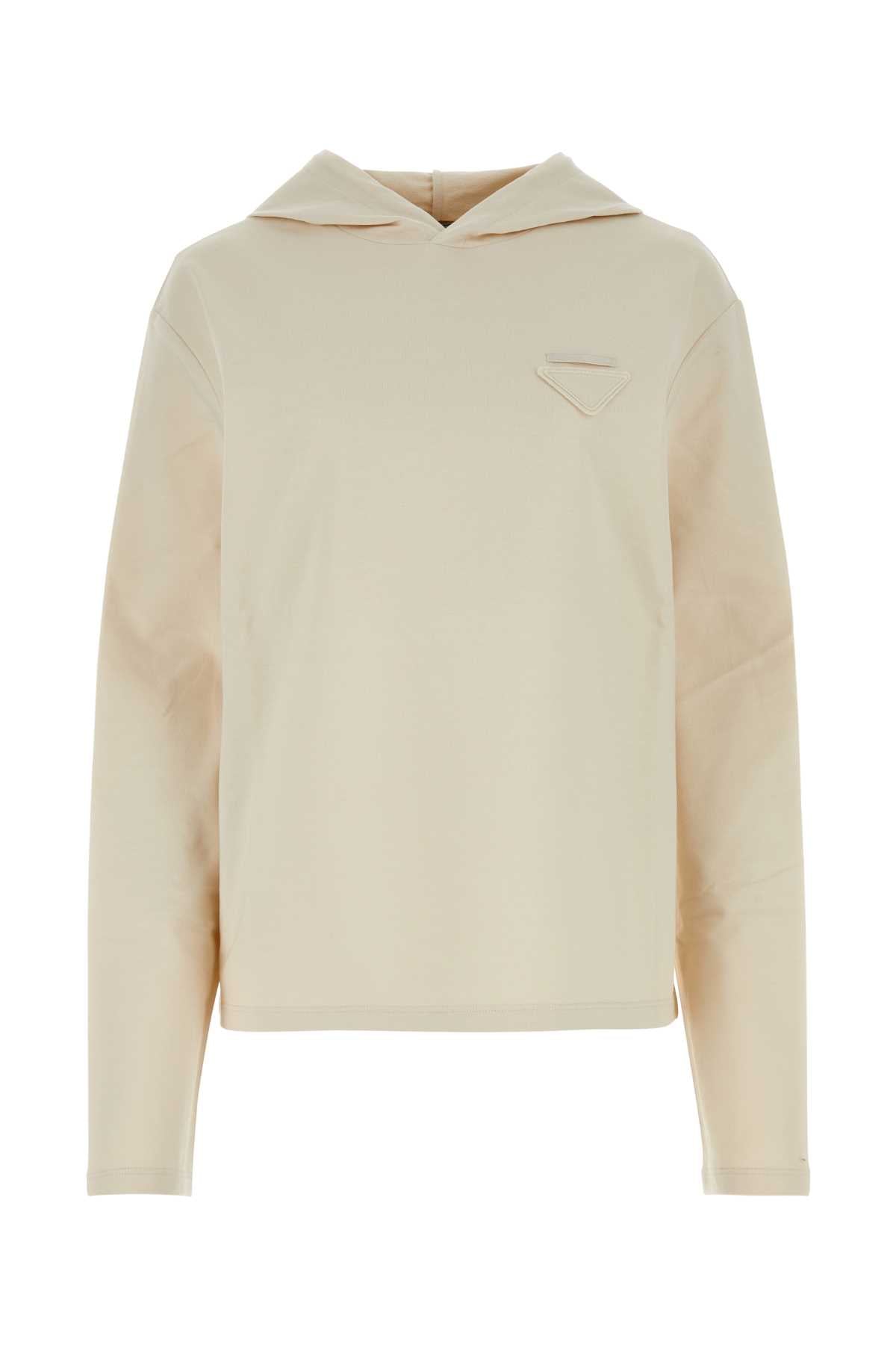 Prada Women Sand Stretch Cotton Oversize Sweatshirt Luosophy