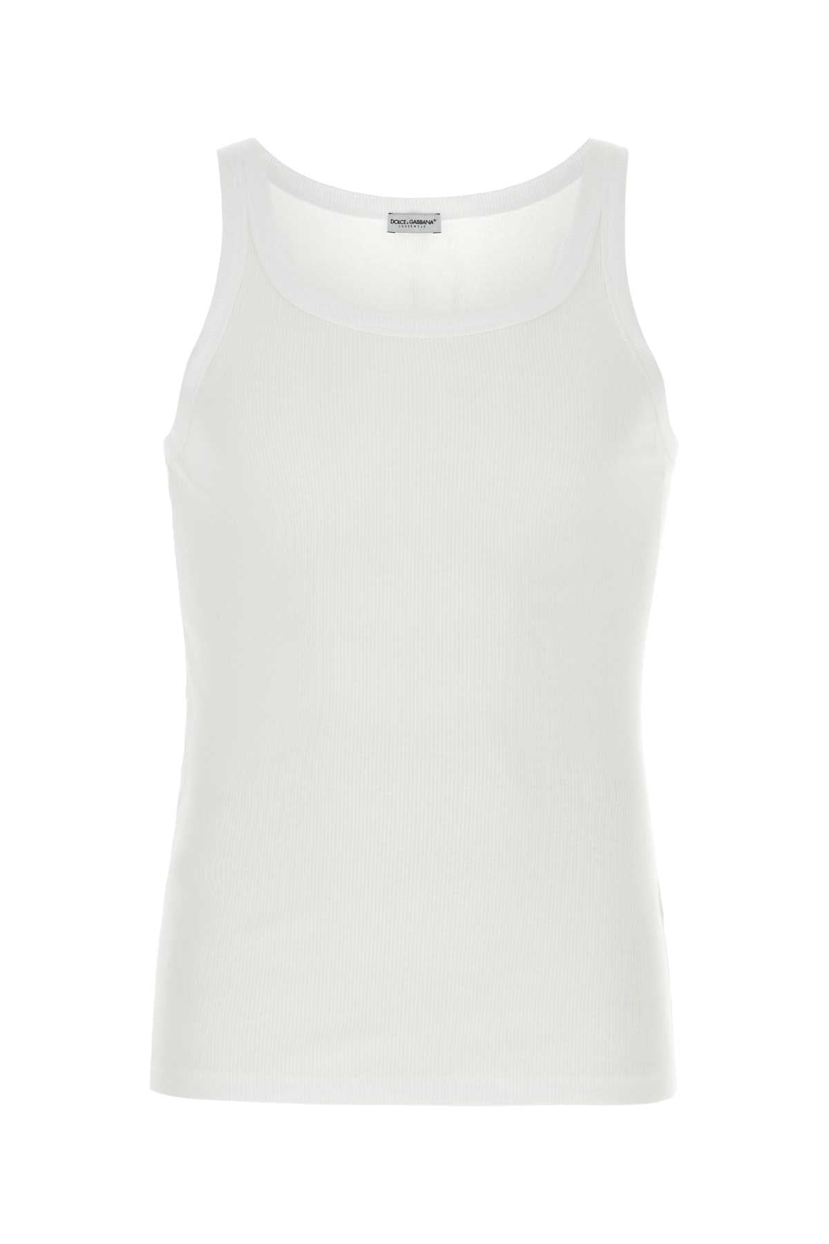 Dolce & Gabbana Men White Cotton Marcello Tank Top Luosophy