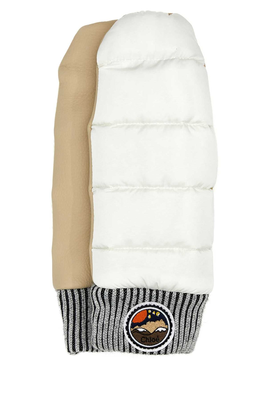 Chloe Women Two-Tone Nylon And Leather Gloves Luosophy