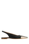 Off White Women Black Leather Ballerinas