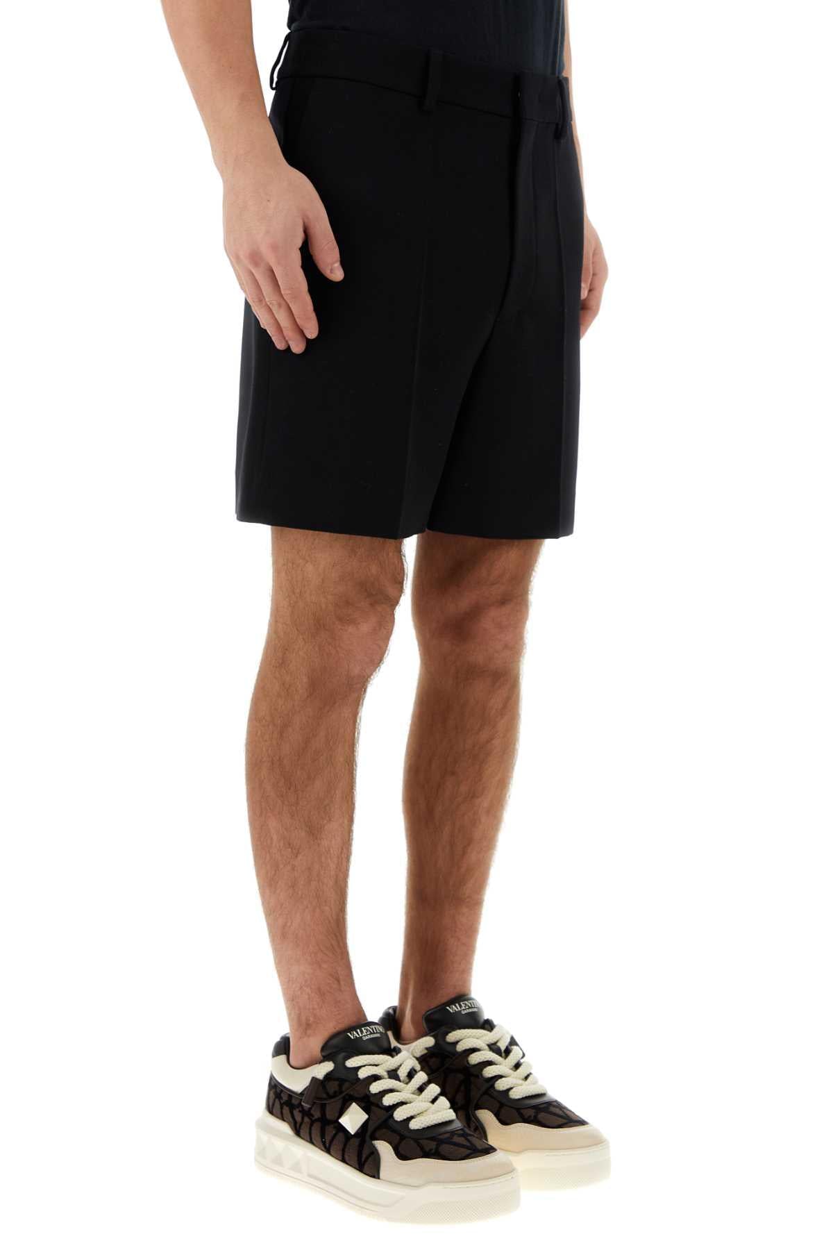 Valentino Garavani Men Black Wool Bermuda Shorts Luosophy