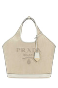 Prada Women Sand Canvas Shopping Bag Luosophy
