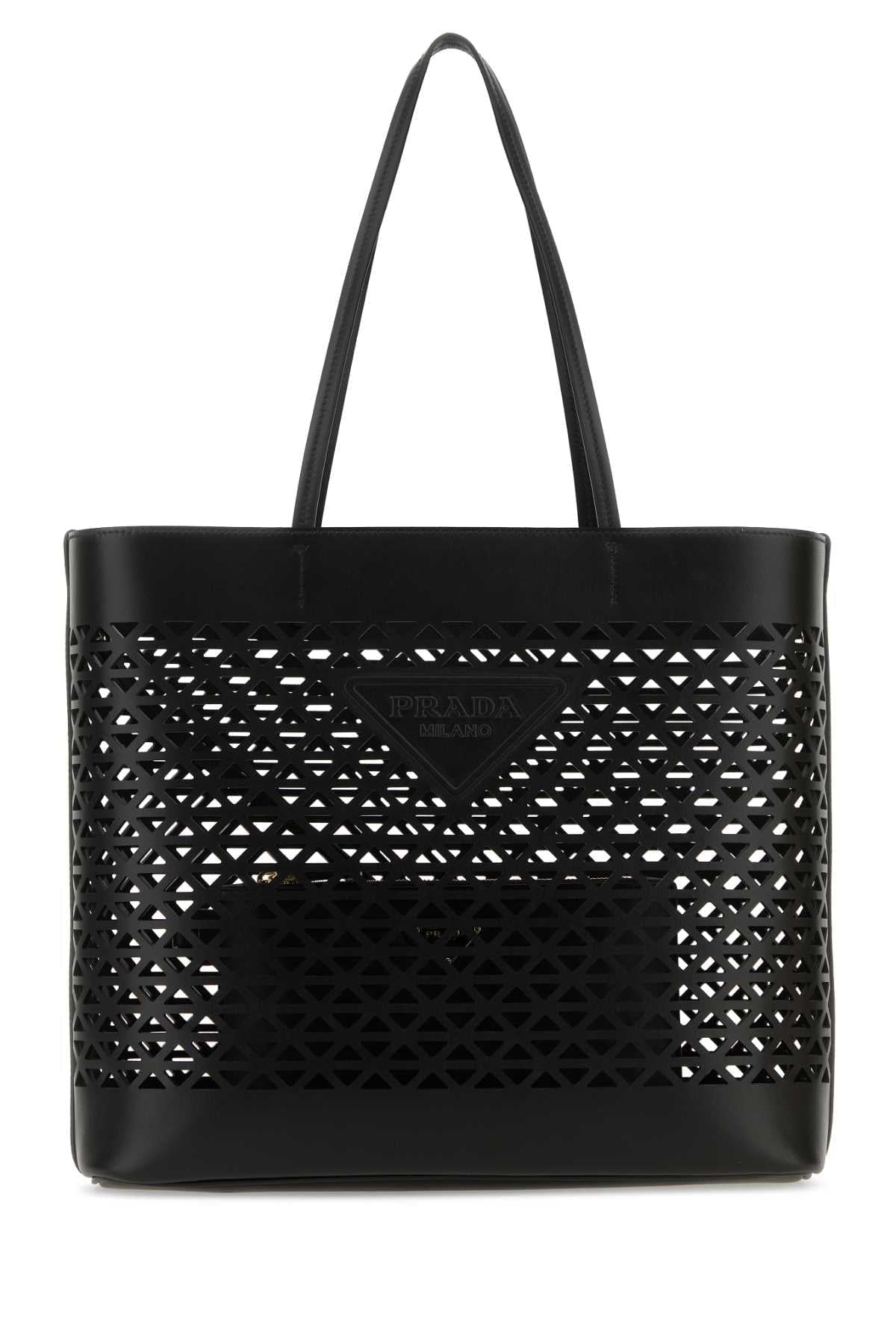 Prada Women Black Leather Shopping Bag Luosophy