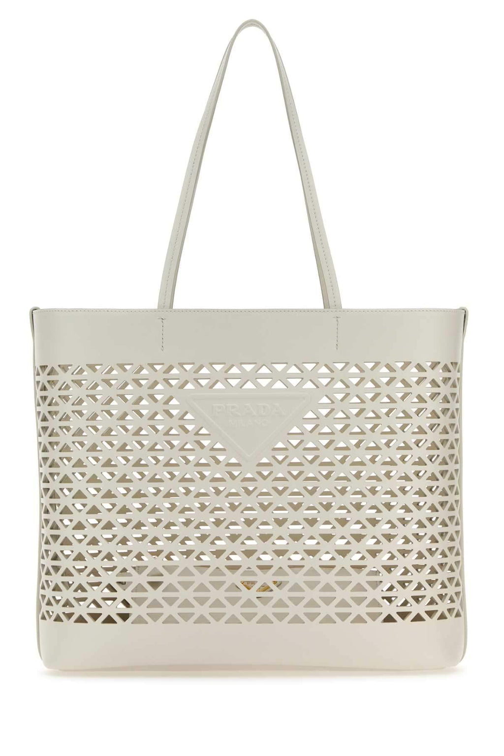 Prada Women White Leather Shopping Bag Luosophy