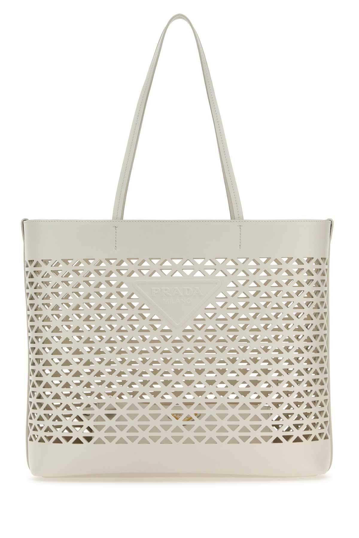 Prada Women White Leather Shopping Bag Luosophy