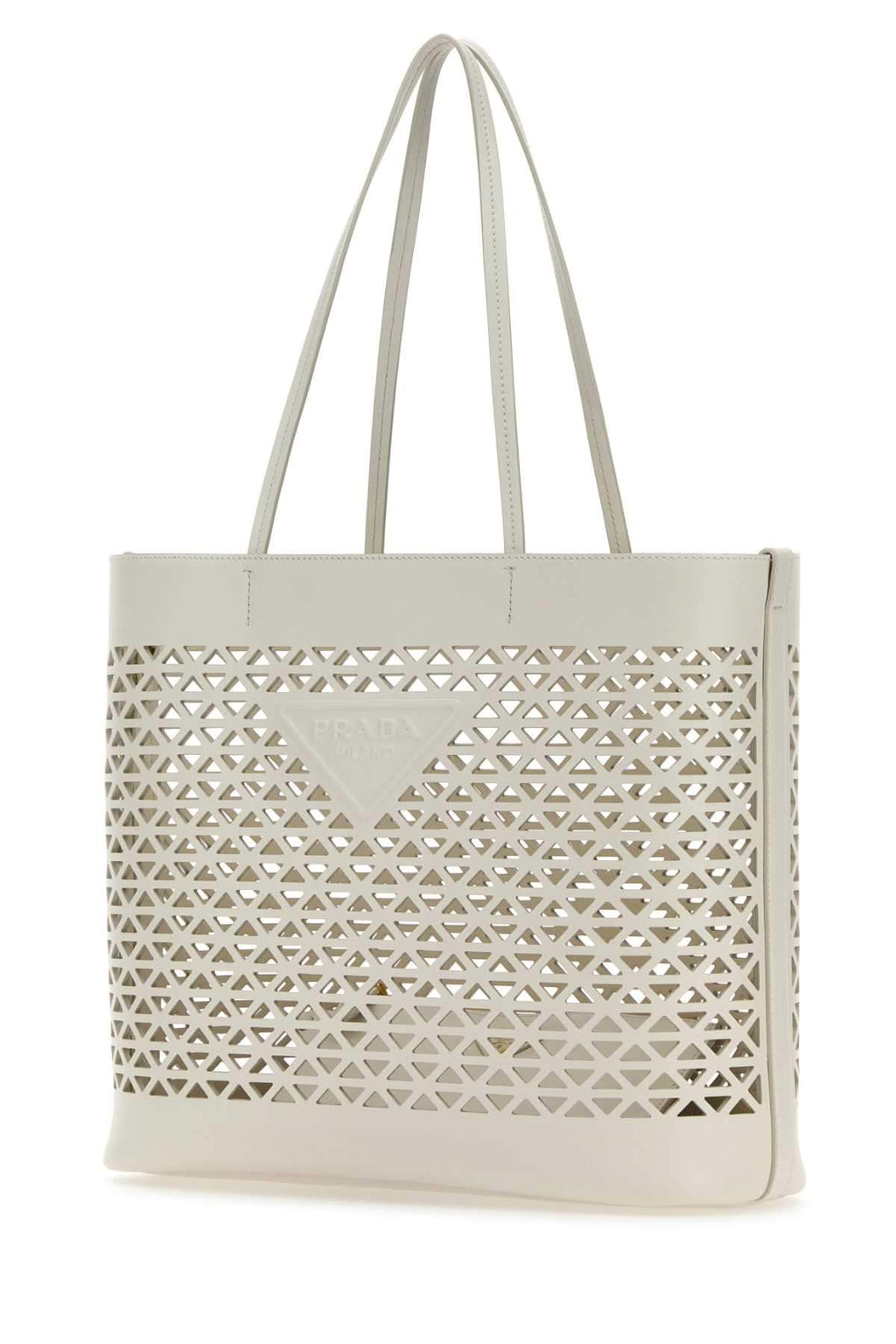 Prada Women White Leather Shopping Bag Luosophy