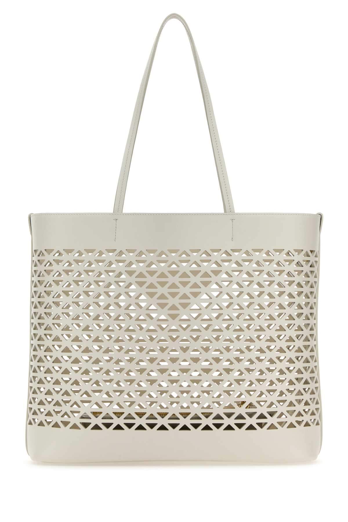Prada Women White Leather Shopping Bag Luosophy
