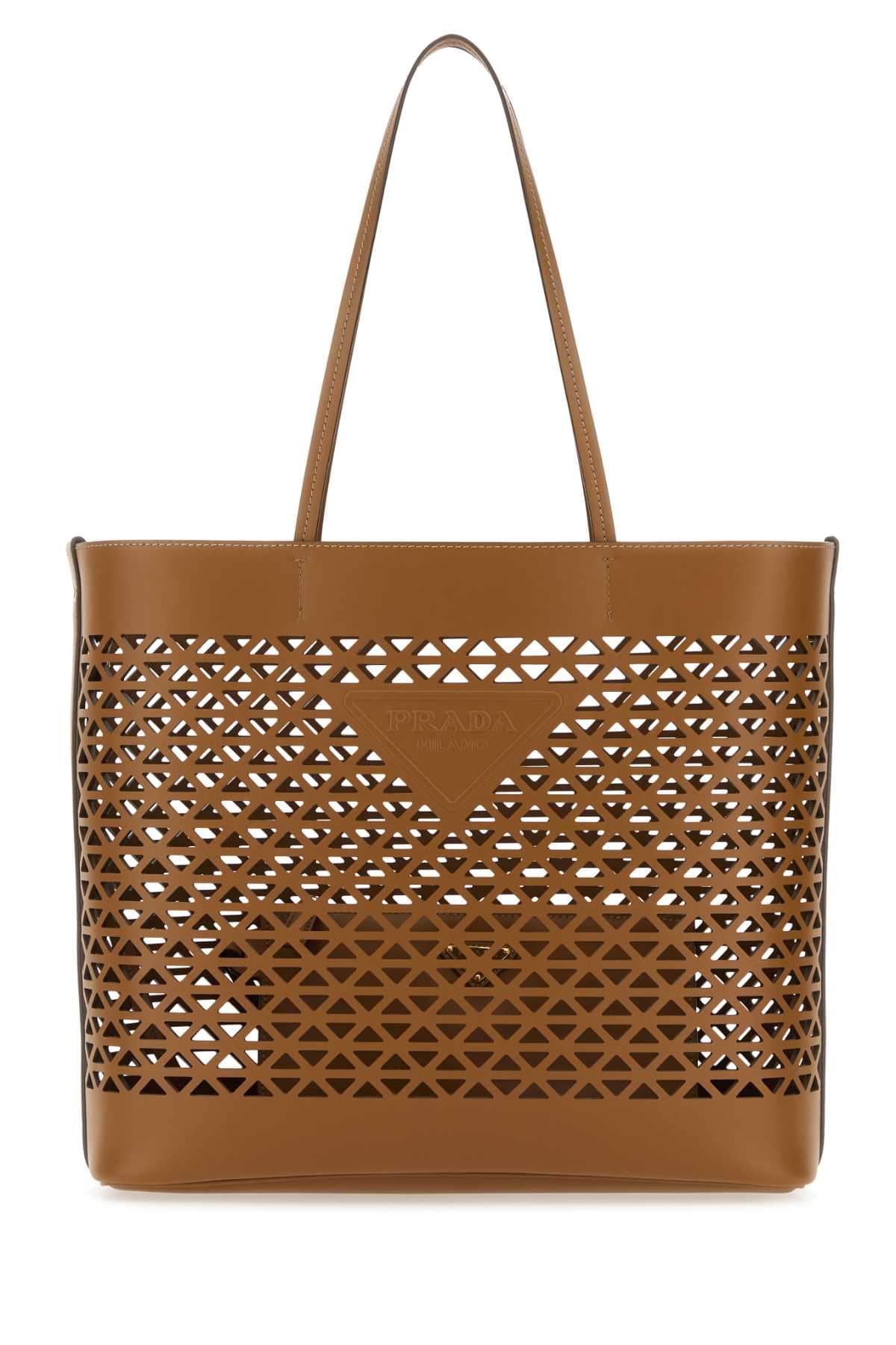 Prada Women Caramel Leather Shopping Bag Luosophy