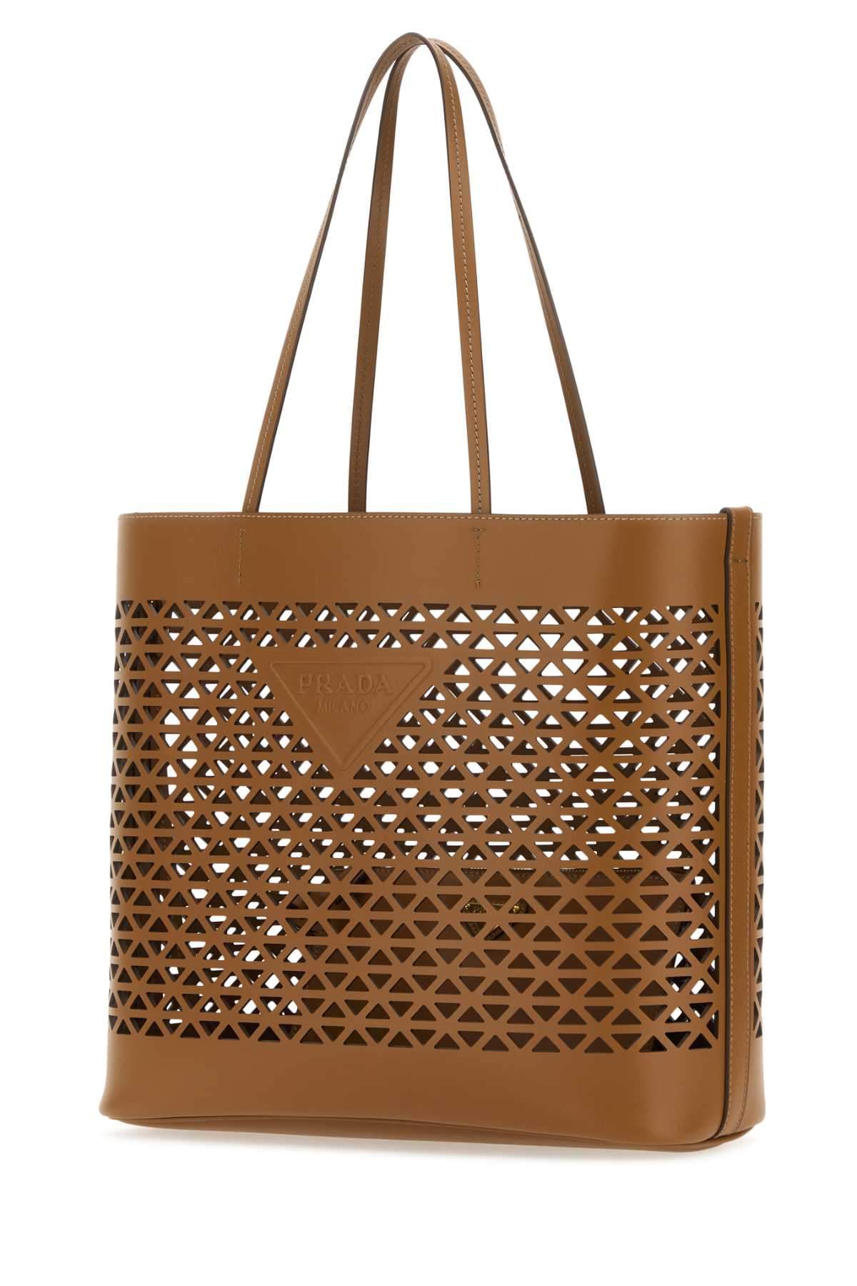 Prada Women Caramel Leather Shopping Bag Luosophy