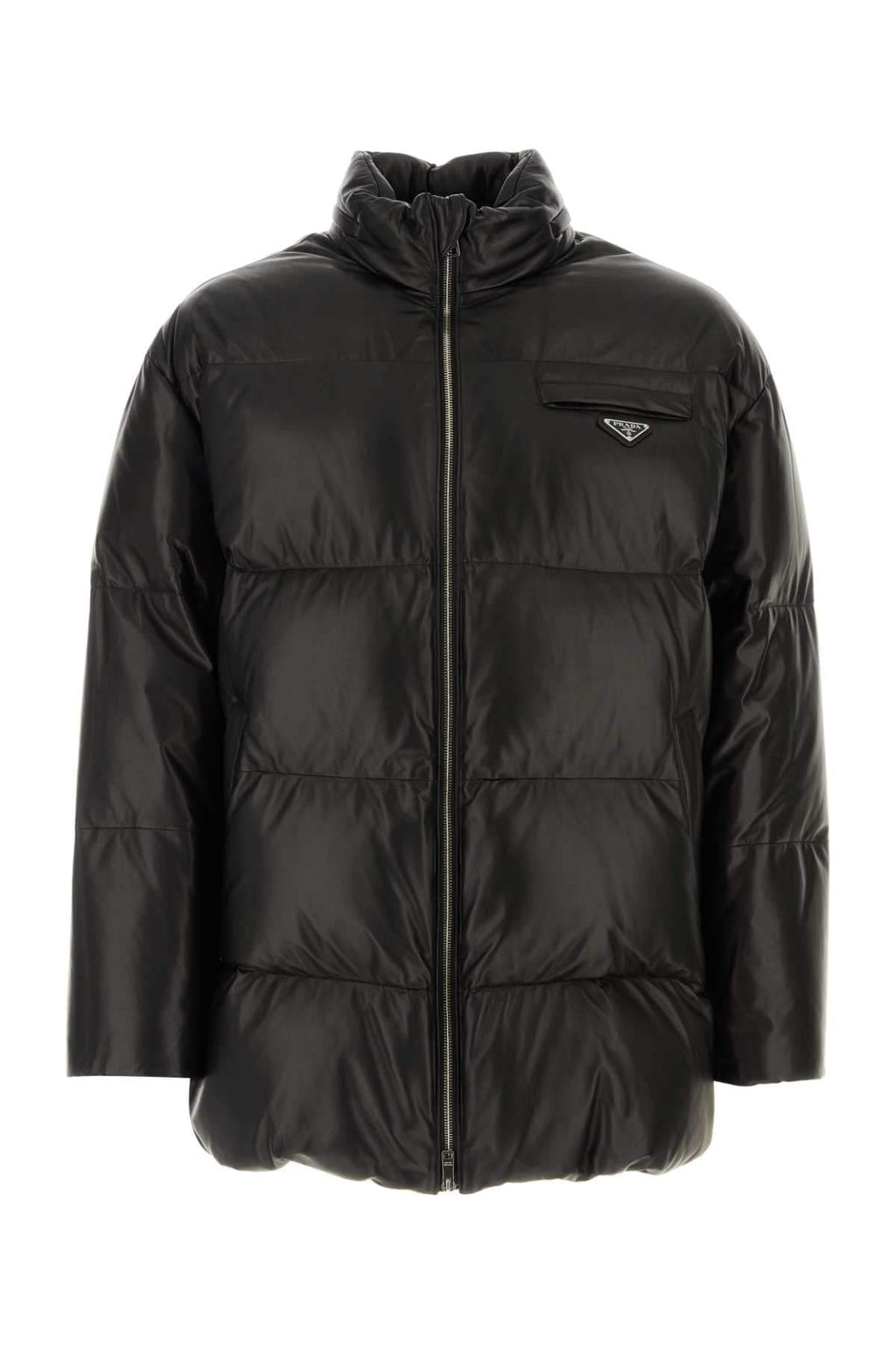 Prada Men Black Nappa Leather Down Jacket Luosophy