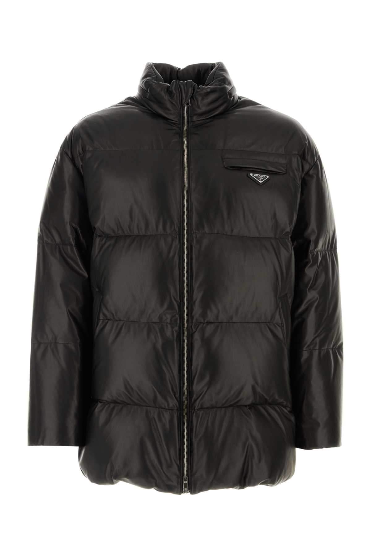 Prada Men Black Nappa Leather Down Jacket Luosophy