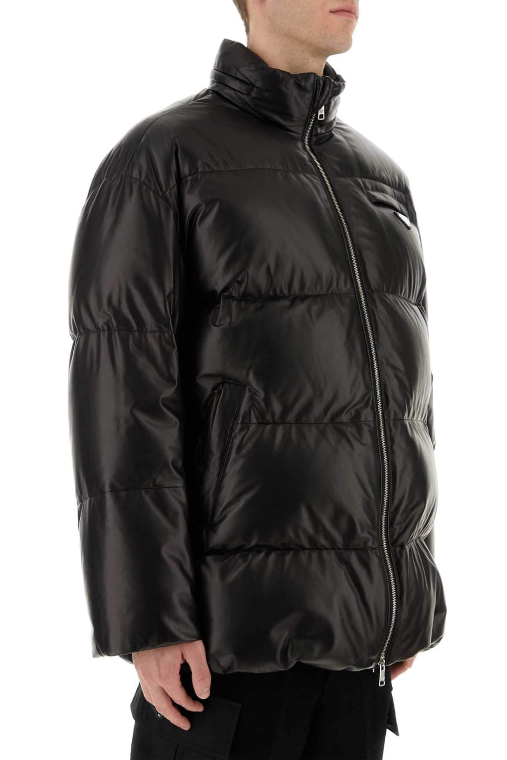 Prada Men Black Nappa Leather Down Jacket Luosophy