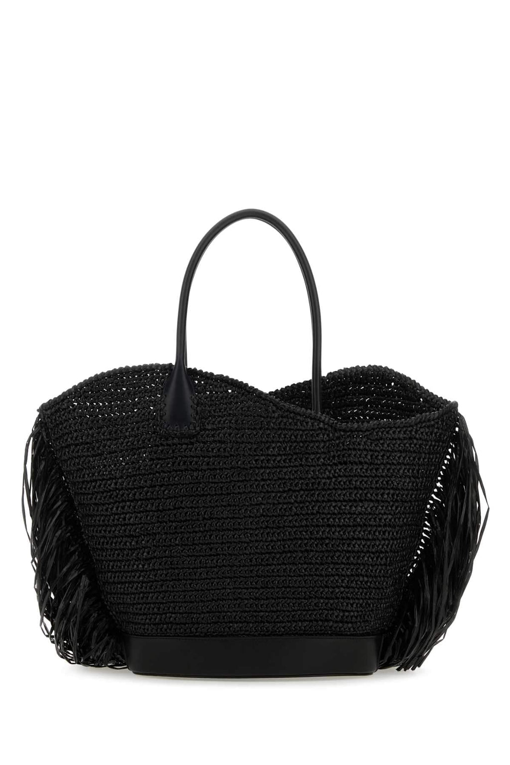 Salvatore Ferragamo Women Black Raffia And Leather Big Shopping Bag Luosophy