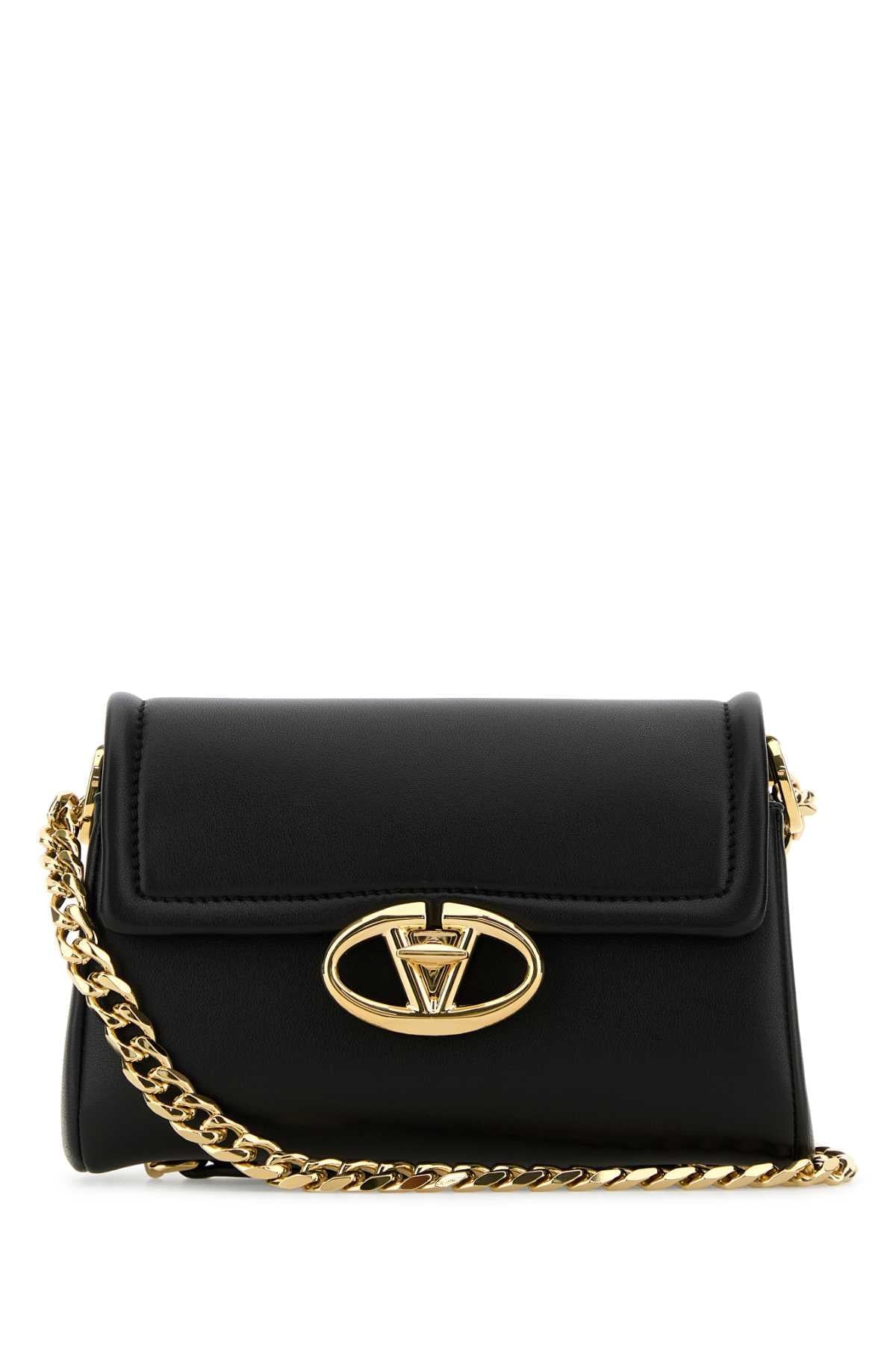 Valentino Garavani Women Black Leather Vlogo Shoulder Bag Luosophy